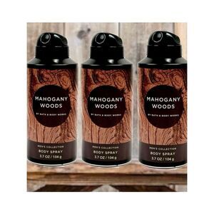 NWT Bath & Body Works Pack of 3 MAHOGANY WOODS Men Collection Body Spray Cologne